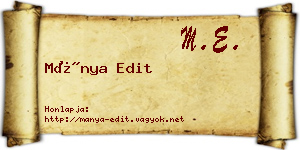 Mánya Edit névjegykártya